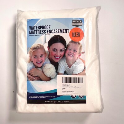 Utopia Bedding Washable Waterproof Mattres Encasement Zip Guard - Queen, NEW