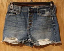 Juniors Mudd FLX Stretch sz 9 Hi Rise Shortie Shorts Blue -4839