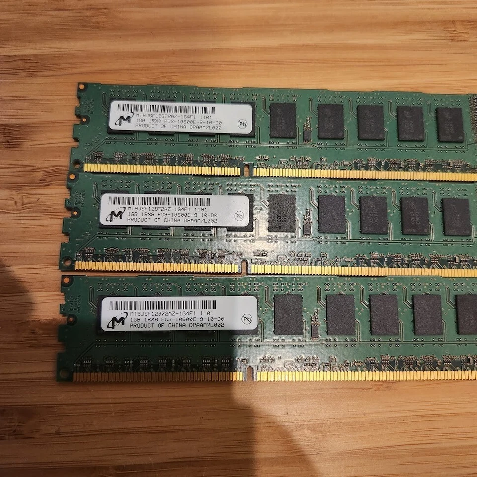 Micron 6GB (6x 1GB) PC3-10600E DDR3-1333 ECC MT9JSF12872AZ-1G4F1 - Image 2 of 3