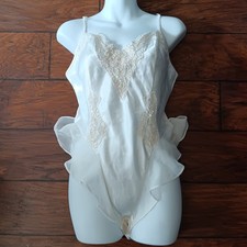 Vintage Victoria Secret Ivory Beaded Bodysuit Women's Medium With Snap...