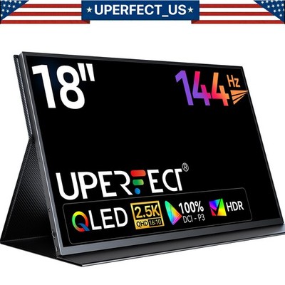 UPERFECT 18.0'' 144Hz 2560*1600 IPS LCD Monitor 2K HDR 2*USB C HDMI Input Speaker