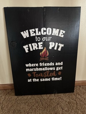 24x18 Wood Sign Welcome to our Firepit where Friends & Marshmallows get Toasted