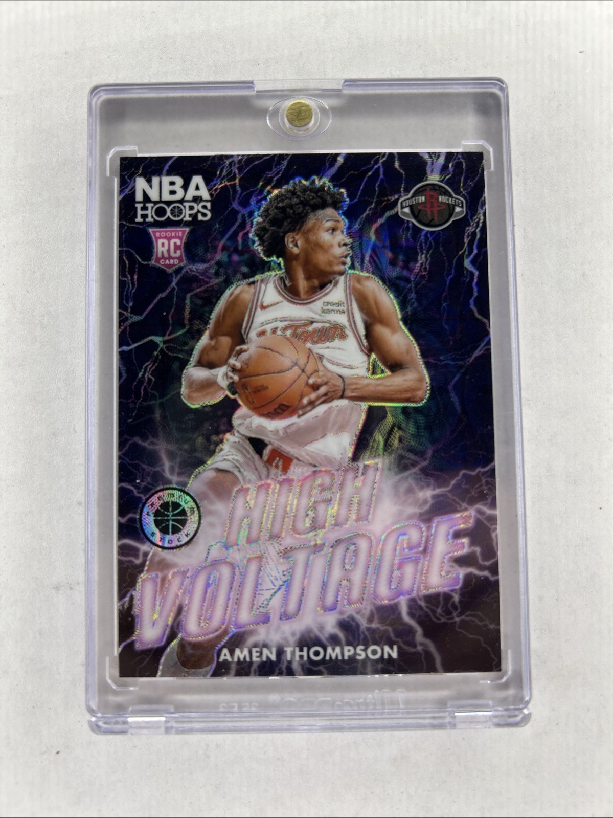 2023-24 NBA Hoops Premium Stock Amen Thompson RC High Voltage Case Hit SSP