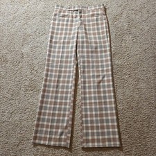 Vtg 70's Sansabelt Jaymar Mens Check Plaid Brown Flared Disco Golf Pants 31x32