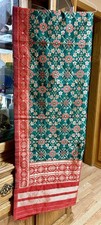 Green patola red India BANARSI Art Silk Dupatta Wrap Scarf Stole Chunri shawl