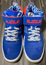 Nike LeBron Air Akronite GS 4Y White Blue Orange 819832-406 Preowned Good