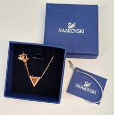 BNWB Swarovski Rose Gold Plated Crystal Pave Delta Geometric Pendant Necklace