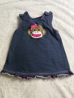 Baby Starters Baby Girl 6 Months Dress Snap Monkey Pullover Polyester Cotton Fit