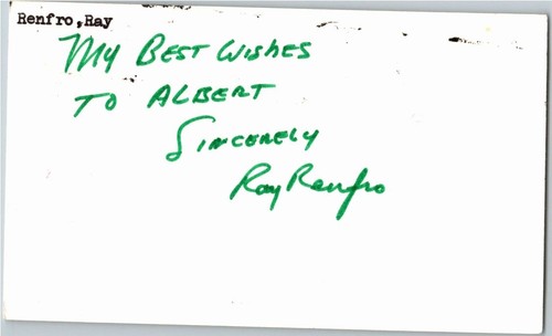 -Ray Renfro- (d.1997) Signed/Autograph/Auto Postcard Cleveland Browns NFL
