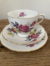 Vintage Royal Vale Chintzy Roses Cottage Core Bone China Tea Cup Trio