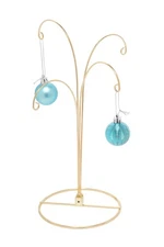 2 Pack of Gold Metal Ornament Display Stands – 12″ Tall with Four Hooks