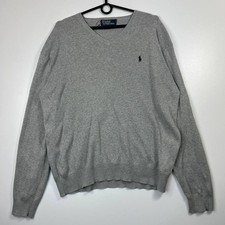 Polo Ralph Lauren V Neck Sweater Grey Knit Jumper Mens Size M