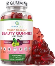 Purify Life Vegan Collagen Gummies with Biotin Vitamins for Hair Skin and Nai...