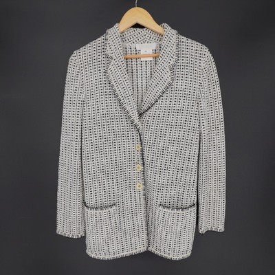 Escada Margaretha Ley Blazer Jacket Womens 38 Check Knit Terry Stretch  US M