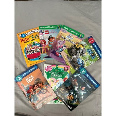 7 Early Reader Books Lot Pete the Cat Disney  Luca My Little Pony Step 1-2