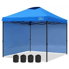 KAMPKEEPER 10x10 Pop Up Canopy Tent with 2 Sidewalls for Outdoor Use, Blue