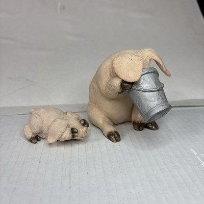 Lot Of 2 Piggin Figures Hiding & Hell Rare Small Large Vtg 90s Pig Animal Farm