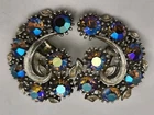 Vintage Signed Lisner Blue AB Silver Tone Clip On Earrings Costume Jewelry