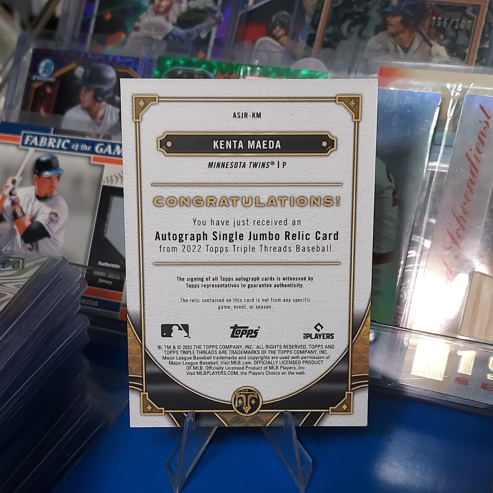 Parche autógrafo Topps Triple Threads 2022 3 colores Kenta Maeda - azul/10 Foto 2 de 2