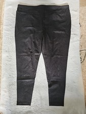 Terra  Sky Women  s Plus High Rise Fitted Leggings Ankle Black Paisley 2X or 3X