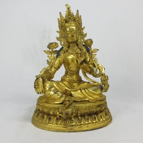 P1031: Chinese copper ware Buddhist statue of fine work with name of era