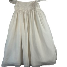 Girls White Embroidered Flower Dress Size 5 Occasion Party Formal
