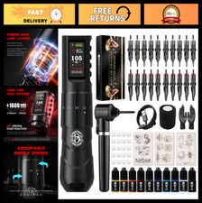 Cordless Tattoo Gun Kit - Adjustable Stroke, 40mm Grip Pen, 1600mAh Battery, Pra