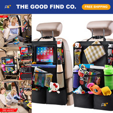 Backseat Car Organizer with Tablet Holder, Kick Mats  9 Storage Pockets - 2 Pac