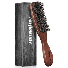 Boar Bristle Hair Brush for Men, Mens Slick Back Hair Brush with Stiff Bristles