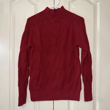 Essentials Women's Soft Touch Funnel Neck Cable Sweater Red XS