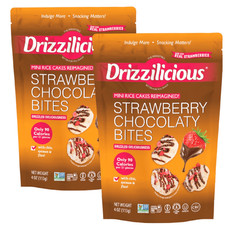 Drizzilicious Strawberry Chocolatey Mini Rice Cakes Vegan Gluten Free Snacks 2Pk