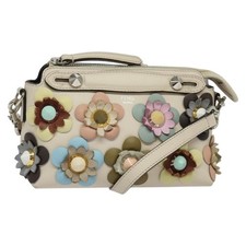 FENDI By The Way Hand Bag Leather 2way Beige Gold Auth 136115