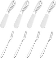4-Teilige KäSemesser Und 4-Teilige Zweizinkige Gabeln, Edelstahlbesteck,