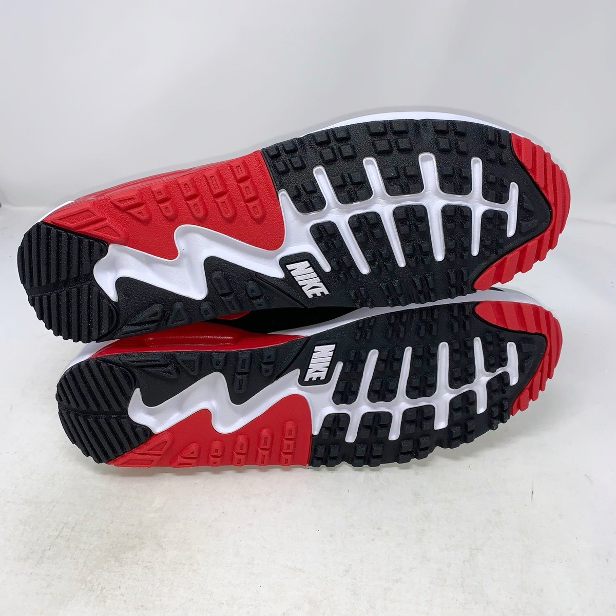 Nike Air Max 90 'Fire Red' Black White Golf Sneakers, Size 9 BNIB
