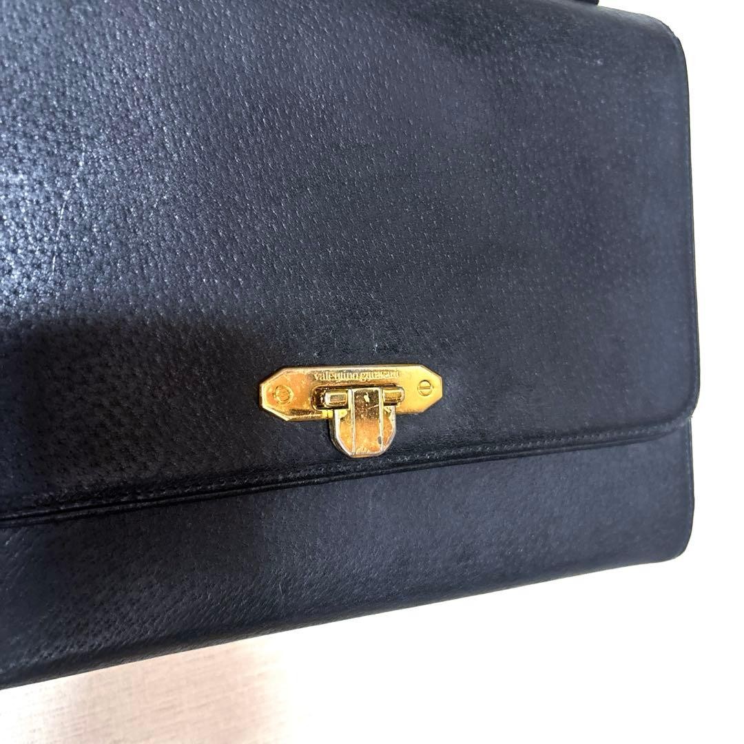 Valentino Garavani Leather Accordion Handbag Black Gold Hardware Women's Bag Ja thumbnail 2