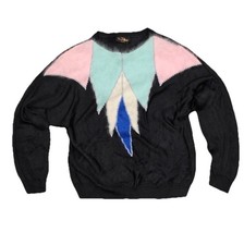 VTG 80s Karl Been Cologne MULTI-COLORED Knitted Sweater Pullover Size XS A003820