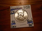 1958 silver Franklin Half Dollar BU+ BEAUTY!!! PQ!!! LOOOOOOOOK !!!!!