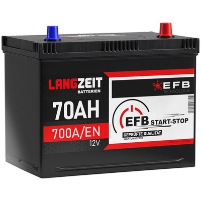 LANGZEIT ASIA EFB Batterie 70Ah 12V 700A/EN Start-Stop Batterie Autobatterie PPR