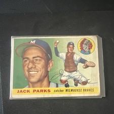 Topps 1955 Rookie Base Set Jack Parks #23 Milwaukee Braves Baseball Card. rookie card picture