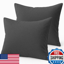 COTTON STICH Toddler 16x20 Zipper Pillowcase, Dark Grey Solid Egyptian Cotton