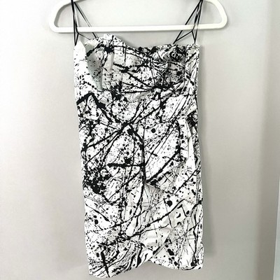 Mini Y2K Club Dress M Urban Behavior Brats Inspo Baddie Black White Paint Party