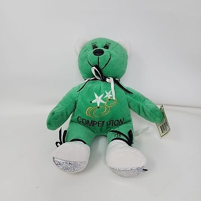 Donna's Figure Skating Collection '' Champ'' Green Bear Plush Skater Competition