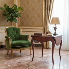 Tavolino Luigi Filippo Antico a Bandelle in Mogano Francia XIX Secolo Originale