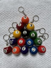 Billiards Table Pool Ball Keychain Cool Player Gift - Choose Numbers 1-15 Color