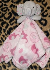 Elephant Security Blanket Pink Plush Lovey Baby
