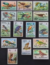 St Vincent 1974 'Birds' Complete Set of 15 Optd. "GRENADINES OF" MNH /S4108/