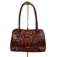 DESMO Borsa a tracolla vintage italiana Crocs pelle goffrata marrone