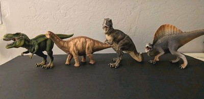 Papo & Schleigh Dinosaurs LOT OF 4 T Rex, Spinosaurus, Articulated Jaw Very Good