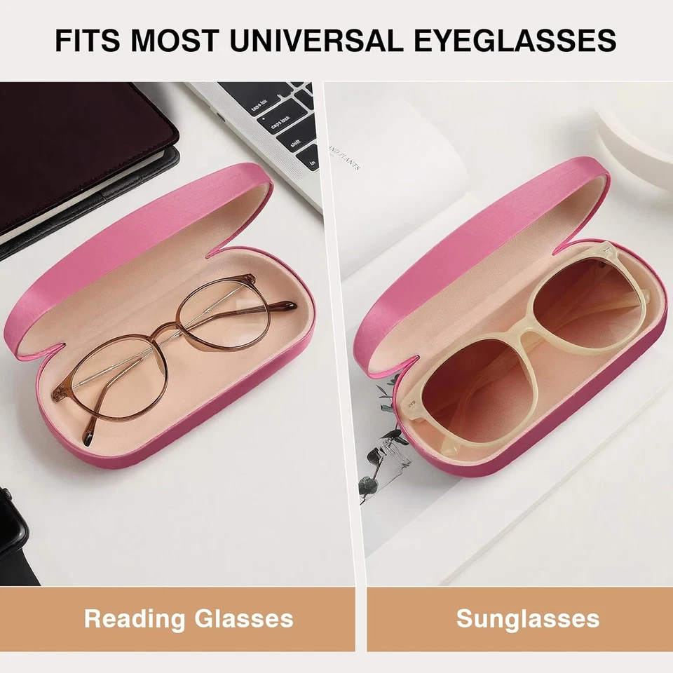 Estuche rígido para gafas de cuero PU con paño de limpieza Foto 4 de 4