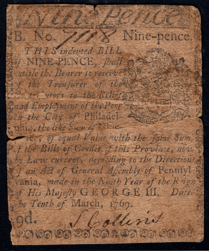 Pennsylvania Colonial Note Fr#PA-137 March 10, 1769 9d PCGS 10 *15 Known* - Picture 3 of 4